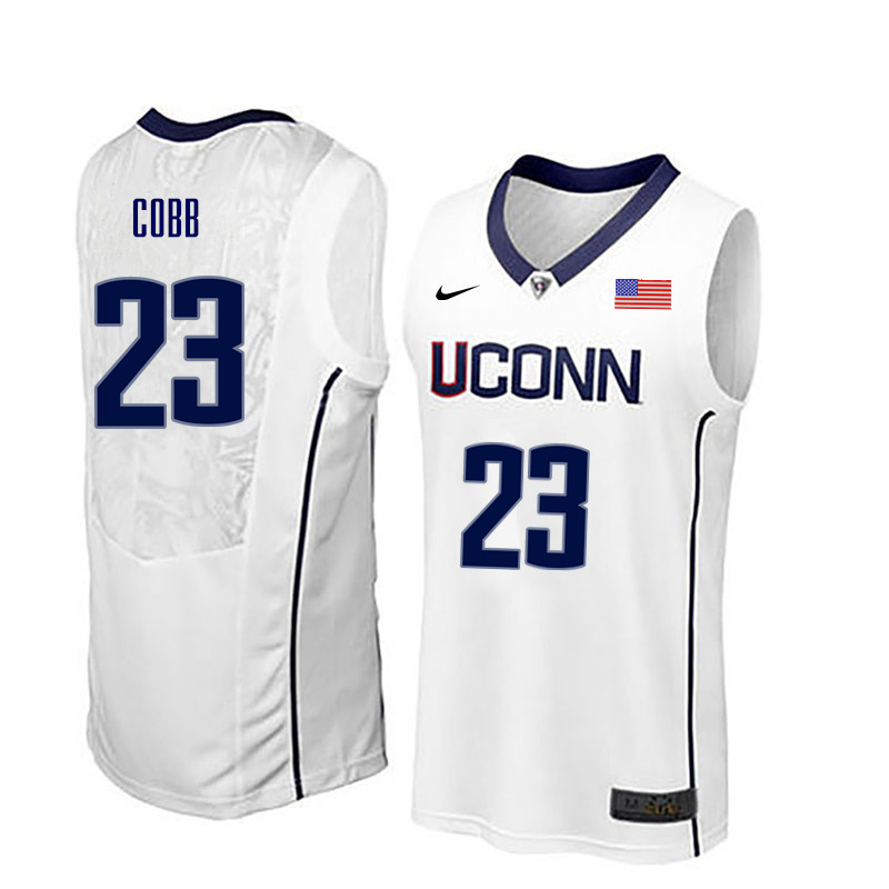 Men Uconn Huskies #23 Eric Cobb College Basketball Jerseys-White